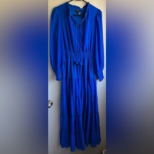 1. State Blue Long Sleeve Pleated Dress for Work